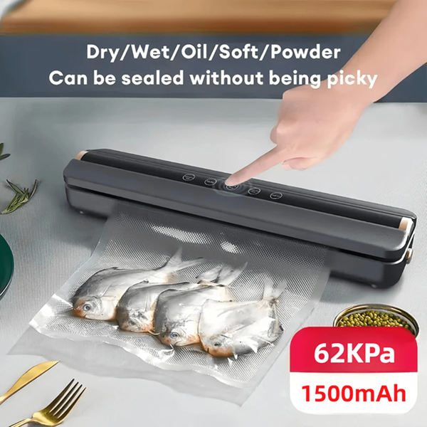 1pc Wireless 62KPa Vacuum Sealing Machine USB 1500mAh Rechargeable Automatic Air Sealing Food Vacuum Sealer High-Suction Vacuum Sealer - Effortlessly Preserve & Store Food For Fresher Days - Cordless, Space-Saving Design For Household Convenience
