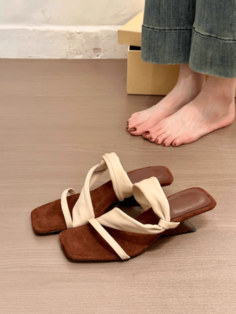 2025 Summer New Fashion Casual Line With Beige Square Toe Women's Wedge Sandals, Suitable For Parties, Dates, Travel Wear