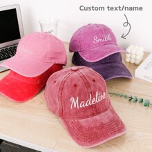 1 pièce Casquette en coton lavé avec broderie personnalisée, casquette lavée mode personnalisée, cadeau pour enterrement de vie de jeune fille, cadeau d'entreprise, casquette de baseball avec logo, casquette de célibataire, casquette de sororité, casquette de baseball unisexe