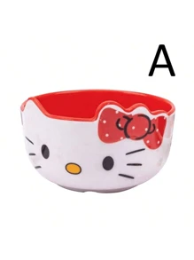 Sanrio 1PC/4PCS Mother's Day Pink Tableware Cute Kitty Soup Bowl Tableware Melamine Anti Drop Cartoon Shaped Rice Bowl,School Supplies