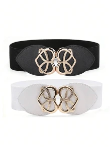 1pc/2pcs/3pcs/4pcs Elastic Waist Belt With Buckle Decor For Women Valentine's Day Valentines Summer, School Fall, Autumn, Halloween