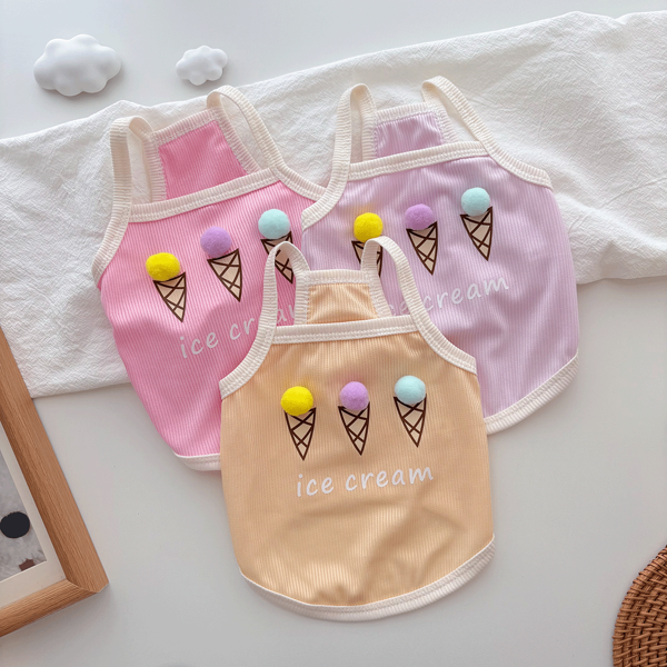 This Is A Very Cute Summer Pet Clothing Item Featuring The Iconic Summer Treat - Sweet And Icy Ice Cream. This Ice Cream Patterned Halter Top Will Make Your Pet Even More Adorable And Charming When They Wear It.