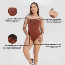 Kit 2 Bodysuits With Thin Straps, Suplex Premium, Elegant, Sensual - BROWN BROWN - View 2