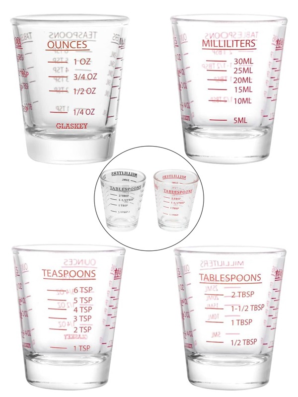 1 Stück kalibriertes Glas-Messbecher-Set mit mehreren Skalen, zum Kochen, 30ML Espresso und Cocktails, aus temperiertem Glas gefertigt, ideal für den Heim- und professionellen Gebrauch, präzise Küchentools mit leicht lesbaren Graduierungen, genau und zuverlässig als essenzielles Küchengerät