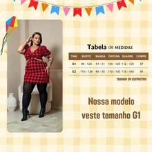 PLUS SIZE CHECKED DRESS FOR JUNE PARTY DUNE FABRIC SHORT SLEEVES SIZES G1 G2 - Rojo - Ver 10