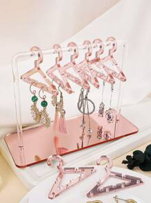 1pc Minimalist High-End Acrylic Earring Display Stand With 8 Mini Clothes Hangers, Used For Jewelry Display Pendant Earring Hanging Storage Rack, Mother's Day Gift For Women Storage Organizer Travel Essentials Back To School Dormitory Storage