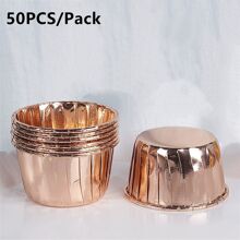 50pcs Round Cake Cupcake Paper Baking Cups, Heat-Resistant Disposable Cupcake Holders With Lids, Muffin Cups For Christmas, Halloween, Thanksgiving Party Cakes