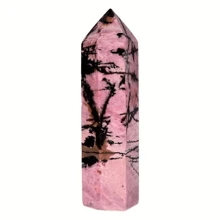 1 varinha de cristal de quartzo rosa, obelisco facetado natural estilo boêmio, adequada para meditação e cura energética