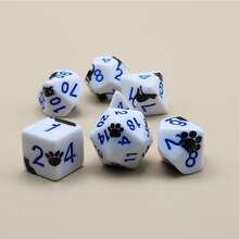 7pcs Cute Black Cat Themed Acrylic Multi-Sided Dice Set, Suitable For RPG Games Like , Holiday Gift - White - View 6