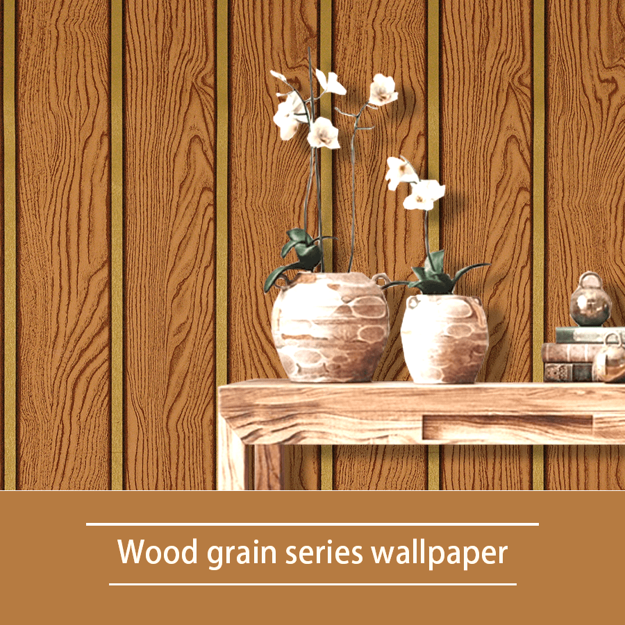 1 Roll Orange Woodgrain Peel And Stick Wallpaper, PVC Vinyl Self-Adhesive Customized Wall Covering, Waterproof, Dust-Proof And Oil-Resistant, Suitable For Bedroom, Living Room, Dining Room, Pantry, Party Events, 950*45cm/374*17.71inch Wall Paper Wall Stickers Room Decor Wall Decor