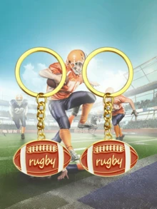Customized Rugby Player Pendant -- An Ideal Gift For Rugby Enthusiasts. It Is A Sports Accessory That Teenagers Can Attach To Their Backpacks. With A Strong Sense Of Fashion Elements, It Can Be Custom Engraved And Is A Durable Pendant. It Is The Best Gift To Give To Friends On Children's Day Or Mother's Day. - Multicolor - View 5
