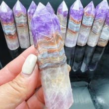 1pc Unique Bohemian Style Amethyst Quartz Crystal Tower - Natural Rock Structure With Intricate Patterns, Suitable For Home Decor, Desktop Display, Great Gift For Friends And Family - Purple - View 6