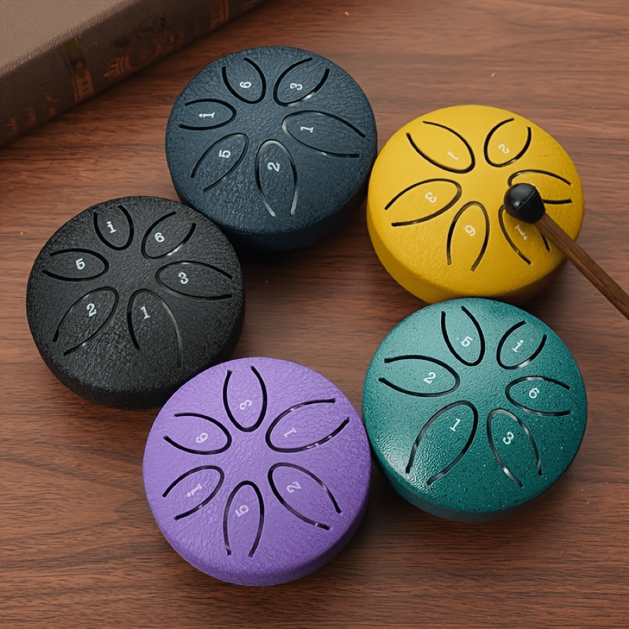 Tambour de langue en acier creux de 3 pouces, instrument de musique professionnel pour les débutants, tambour à main de type Hand Pan avec maillets, partition et guide facile, idéal pour les festivals, les fêtes et les mariages. Inclus : tambour + sac de transport + maillets + partitions