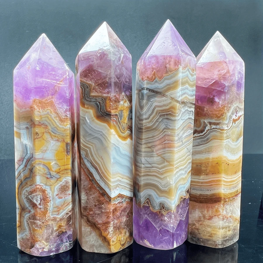 1pc Unique Bohemian Style Amethyst Quartz Crystal Tower - Natural Rock Structure With Intricate Patterns, Suitable For Home Decor, Desktop Display, Great Gift For Friends And Family - Purple - View 1