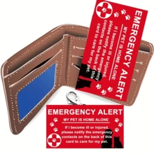 4pcs Pet Emergency Contact Cards - Easy To Write, Pet-Alone Warning Sign, Wallet Contact Card, Emergency Phone Card, Helpful For Our Pets In Emergencies