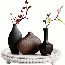 1 Pc 12 Inch Circular Decorative Tray, Suitable For Home Decoration - Retro Wooden Storage Tray, Aromatherapy Candle Holder Home Decoration Wooden Bead Tray - Living Room Decoration Circular Decorative Tray, Coffee Table Decoration Circular Tray, Kitchen Dining Table Decoration Circular Tray Or Farmhouse Service Tray