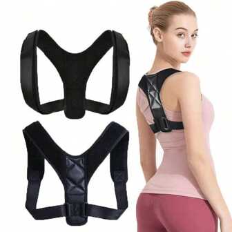 1pc Posture Corrector For Men & Women, Adjustable Upper Back Support Clavicle And Provides Comfortable Neck & Shoulder Upright Alignment (Pink) Posture Corrector For Men & Women, Body Health Fixed Upper Back Support Clavicle Back & Shoulder Invisible Under Clothes, Black Exercise Waist Belt Suitable For Workout Home Sports And Walk
