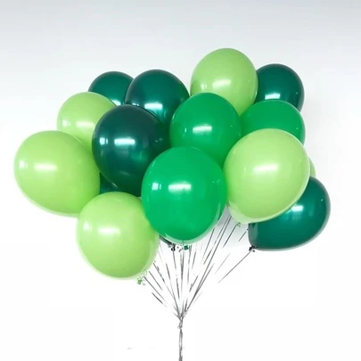 25pcs 10inch/25.4cm Assorted Shades Of Green Latex Balloons, Suitable For Birthday, Baby Shower, Jungle Party Decoration