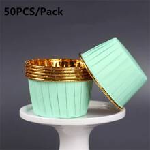 50pcs Round Cake Cupcake Paper Baking Cups, Heat-Resistant Disposable Cupcake Holders With Lids, Muffin Cups For Christmas, Halloween, Thanksgiving Party Cakes