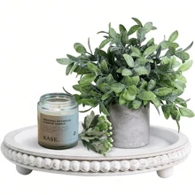 1 Pc 12 Inch Circular Decorative Tray, Suitable For Home Decoration - Retro Wooden Storage Tray, Aromatherapy Candle Holder Home Decoration Wooden Bead Tray - Living Room Decoration Circular Decorative Tray, Coffee Table Decoration Circular Tray, Kitchen Dining Table Decoration Circular Tray Or Farmhouse Service Tray