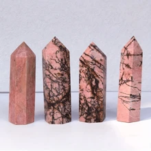 1 varinha de cristal de quartzo rosa, obelisco facetado natural estilo boêmio, adequada para meditação e cura energética