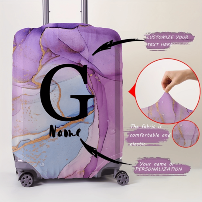 1pc Custom 18-32" Elastic Luggage Cover, Personalized Photo Name Pattern, Dustproof Scratch-Resistant Travel Protector An Ideal Choice For Travel