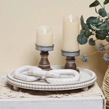 1 Pc 12 Inch Circular Decorative Tray, Suitable For Home Decoration - Retro Wooden Storage Tray, Aromatherapy Candle Holder Home Decoration Wooden Bead Tray - Living Room Decoration Circular Decorative Tray, Coffee Table Decoration Circular Tray, Kitchen Dining Table Decoration Circular Tray Or Farmhouse Service Tray