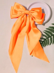1Pc Elegant Hair Bow Orange Hair Barrettes With Long Tail Hairpins Hair Ribbon Hair Accessory For Women Daily Wear Suitable For Various Occasion Hair Clips Claw Clips Hair Claws, School Stuff