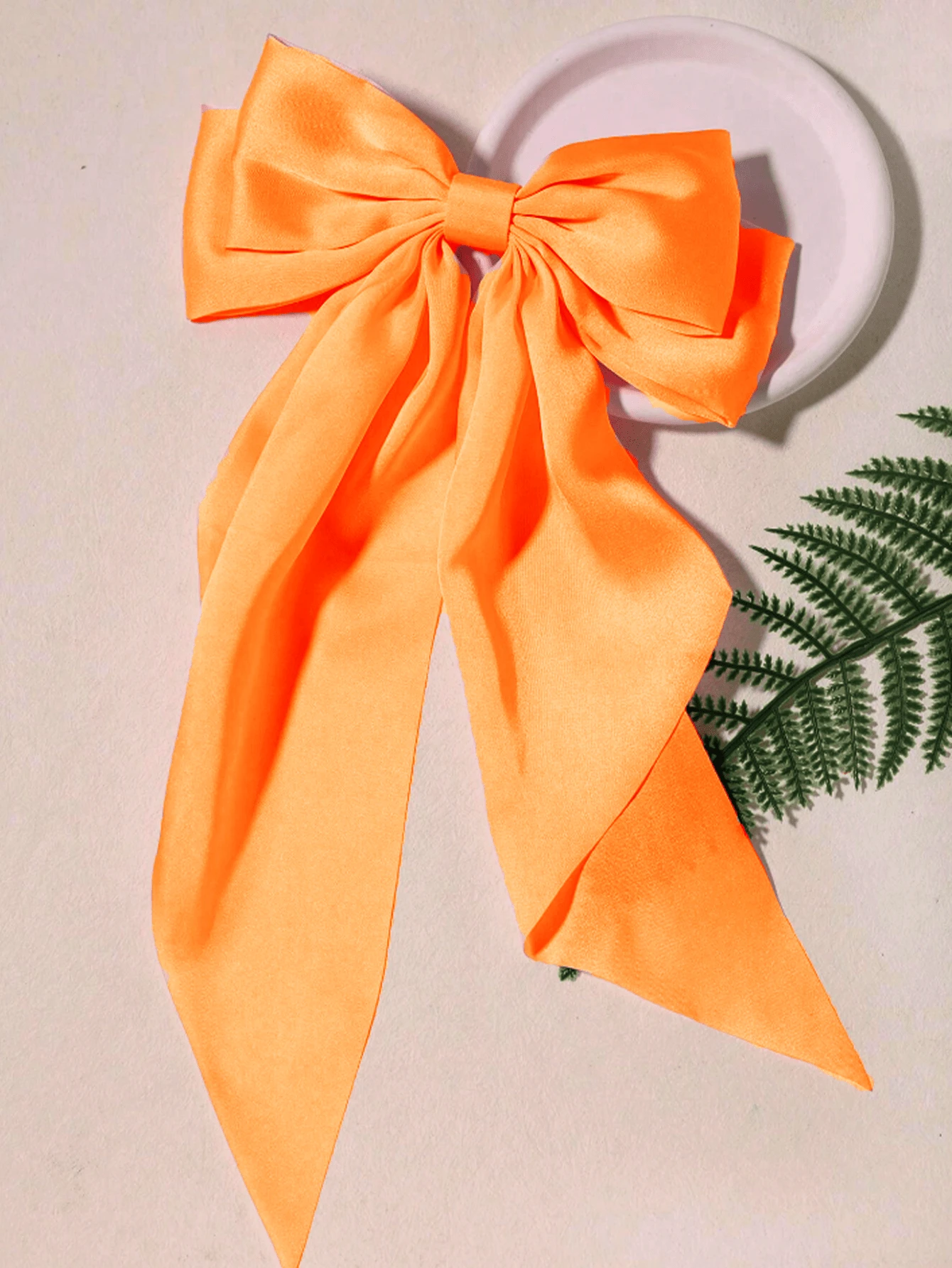 1Pc Elegant Hair Bow Orange Hair Barrettes With Long Tail Hairpins Hair Ribbon Hair Accessory For Women Daily Wear Suitable For Various Occasion Hair Clips Claw Clips Hair Claws, School Stuff