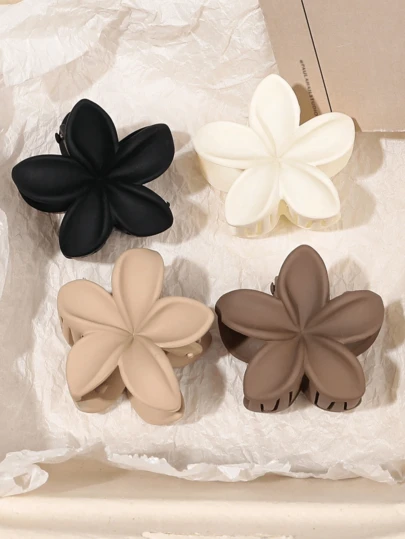 4个/套 4厘米 奶茶色 甜洋甘菊花 小哑光 海边/沙滩度假发夹