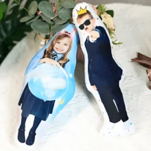 个性化照片DIY人形抱枕情侣毛绒男友脸枕定制爸爸妈妈真人大小照片抱枕，迷你小物 - 彩色 - 查看 6