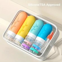 17pcs/1 Sets Of Silicone Travel Bottles, Leakproof, Empty Refillable, Tsa Approved, With Portable Storage Bag, For Toiletries, Cosmetics, Shampoo, Soap, Conditioner, Lotion Liquid, Vacation, In Pink, Creamy White, Magenta, Ivory White, Turmeric Colors, With Hand Wash Or Professional Dry Clean Care Instructions - Multicolor - View 6