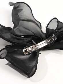 مشبك شعر كبير بشكل فراشة من الشبك الأسود، قطعة شعر ناعمة أنيقة للربيع، للمدرسة والجامعة والفساتين والشتاء، اكسسوارات شعر للنساء - أسود - مشاهدة 3