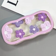 Purple Oil Painting Flower Glasses Case Transparent Portable Pressure-Resistant Cloud Design Magnetic Suction Box Portable Myopia Glasses Retro Glasses Case Fashionable Glasses Storage Men And Women - Cute Holiday Gift