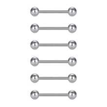 6 Pcs 16mm Straight Barbell Body Piercing Jewelry, Surgical Steel Tongue Ring
