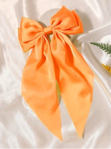 1Pc Elegant Hair Bow Orange Hair Barrettes With Long Tail Hairpins Hair Ribbon Hair Accessory For Women Daily Wear Suitable For Various Occasion Hair Clips Claw Clips Hair Claws, School Stuff