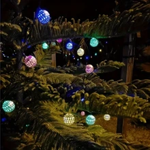 1pc Solar-Powered Garden Decor Moroccan Ball String Lights For Outdoor Garden, Patio, Home & Festive Decorations - Ideal For Weddings, Birthdays, Halloween, Christmas