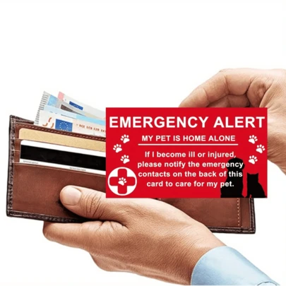 4pcs Pet Emergency Contact Cards - Easy To Write, Pet-Alone Warning Sign, Wallet Contact Card, Emergency Phone Card, Helpful For Our Pets In Emergencies