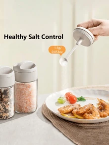 1 件 250 毫升简约时尚厨房玻璃香料罐，一体式 1.5 克/0.053 盎司盐勺调味储存容器，防水防潮，耐用且易于清洁