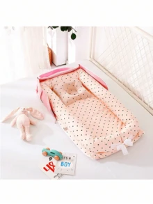 1 Set Cuna portátil de bebé con diseño de animales de dibujos animados, cama de aislamiento para recién nacidos, juego de ropa de cama extraíble y lavable con almohada para bebé, adecuado para bebés de 0 a 1 año, para uso en el hogar y de viaje