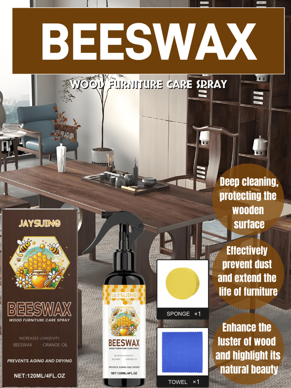 1pc 180g Beeswax Wood Furniture Care Spray,Beeswax Spray For Renovation, Protection, Polishing Of Wooden Furniture, Has The Effect Of Deep Cleaning, Protecting Furniture Surface, Preventing Dust And Extending Service Life, Enhancing Gloss, Easy To Operate, Polish, Furniture Care, Wood Furniture Renovation, Beeswax