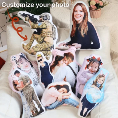Personalized Photo DIY Humanoid Cushion Couple Stuffed Boyfriend Face Pillow Custom Father Mother Lifesize Picture Cushion,Mini Stuff