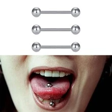 6 Pcs 16mm Straight Barbell Body Piercing Jewelry, Surgical Steel Tongue Ring
