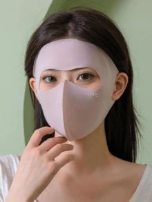 4pcs Custom Logo Hyaluronic Acid New Face Bikini SPF Cooling Face Mask, Thin Design, UV Protection, Breathable Holes, Full Face Mask For Women - Pink - View 3