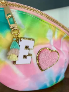 Personalized Acrylic Varsity Letter Keychain, Unique Tassel Letter Keyring, Back To School Backpack Hanging Decor, Sparkle Design, Random Tassel Combinations - A-z - View 6