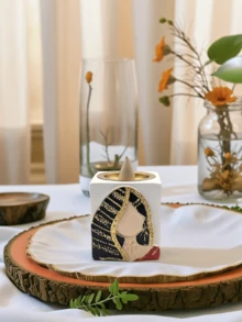 1 pieza Quemador de incienso rectangular con figura abstracta creativa, apto para sala de estar, dormitorio, decoración del hogar, cocina, oficina - Rojo y blanco - Ver 1