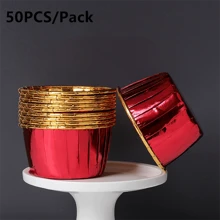 50pcs Round Cake Cupcake Paper Baking Cups, Heat-Resistant Disposable Cupcake Holders With Lids, Muffin Cups For Christmas, Halloween, Thanksgiving Party Cakes