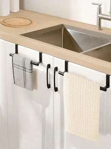 1/2pcs Stainless Steel Over The Door Towel Rack, No Drilling Needed Towel Bar Holder For Kitchen, Bathroom, Bedroom, Saves Space And Keeps Home Tidy