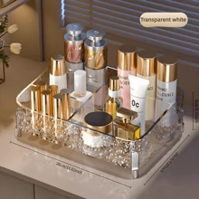 1 Stück Acryl Make-up Organizer mit Wellenmuster - 3-stöckiges Kosmetik Aufbewahrungsfach für Lippenstifte, Schmuck, Hautpflege | Badezimmer Waschtisch & Reise Toilettenartikel Organizer | Klare Aufbewahrungsbox für den Schreibtisch, Schlafzimmer (Stilvolle & platzsparende) ,Schmuckkasten,Tasche,Make-up Pinselhalter,Pinselhalter,Parfümorganisator,Beutel