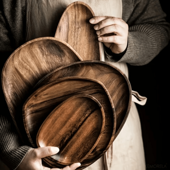 Rustic Style Solid Wood Dining Plate, Suitable For Home Decoration, Natural Wooden Plate - A Natural Setting Of Nature, Very Suitable For Room Decoration, Restaurant Display Kitchen Aesthetics, Holiday Party Carnival, Gifts For Lovers And Friends, Kitchen Practical Tools, Ramadan, Christmas, Christmas Eve, Easter And Other Festivals Are Suitable For